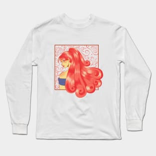 girl with long pink hair without background Long Sleeve T-Shirt